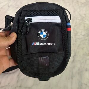 BMW Motorsport Mini Crossbody Bag Black Shoulder Bag Small Pouch Adjustable